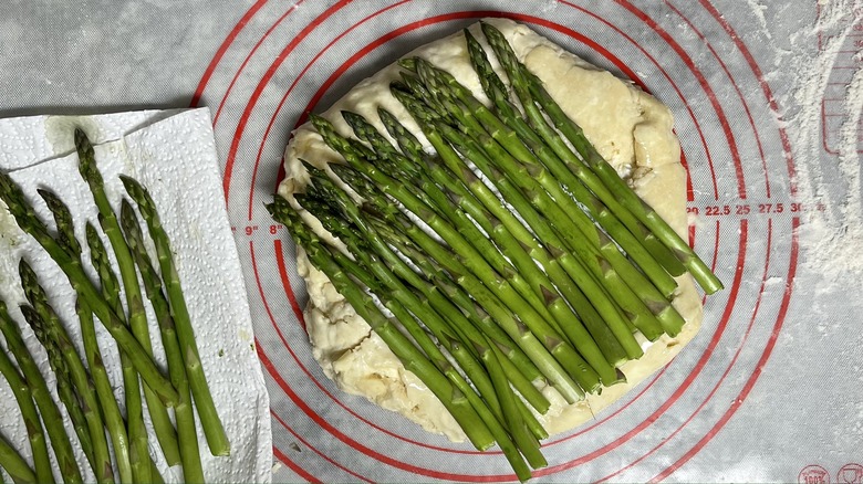 galette dough topped with asparagus