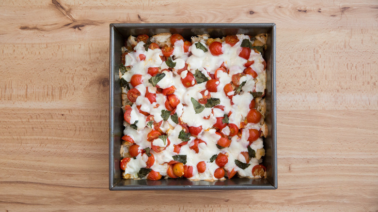 Caprese casserole in baking pan