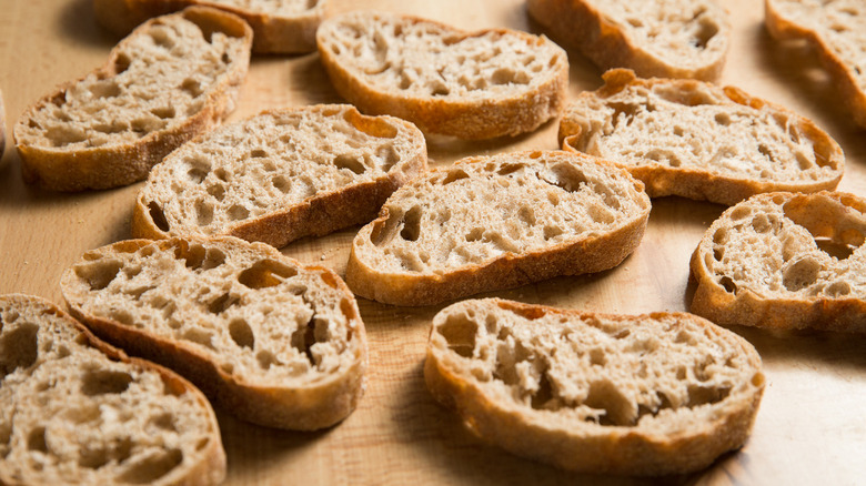 sliced bakery bread on table