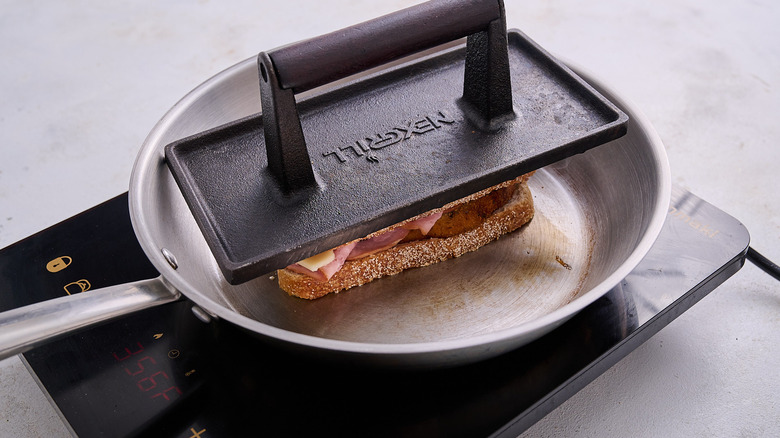 pressing panini with grill press