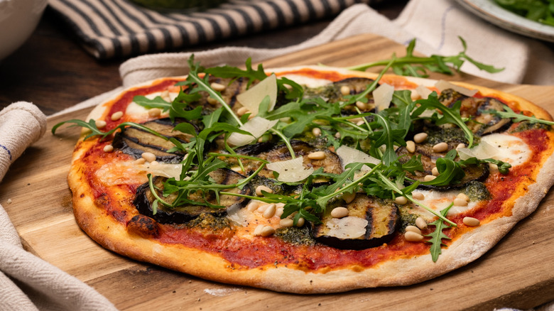 cheesy eggplant Parmesan pizza