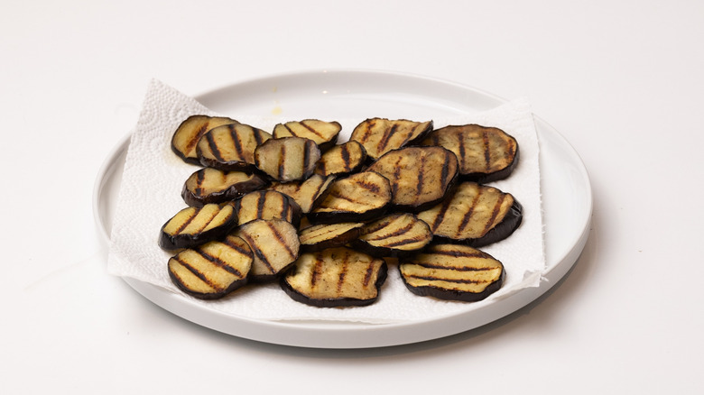 Cooked eggplant on a plate 