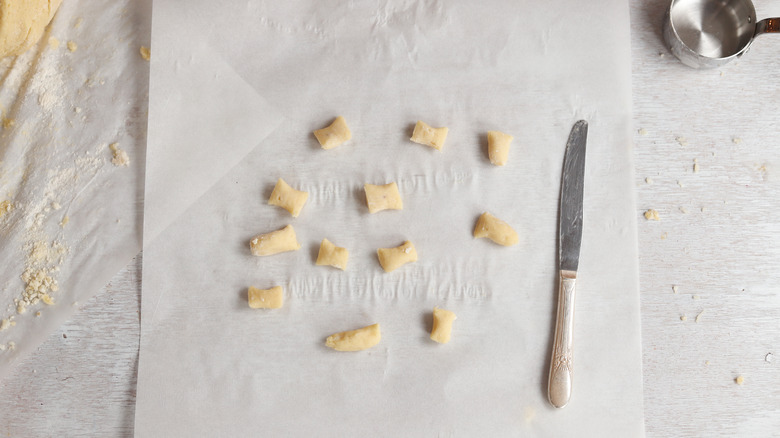 gnocchi dough cut into pieces