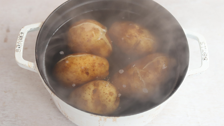 boiled potatoes in a pot