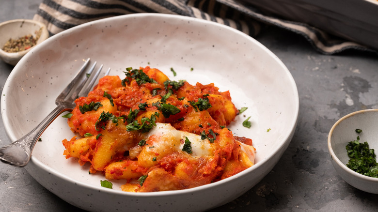 cheesy gnocchi roasted pepper bake