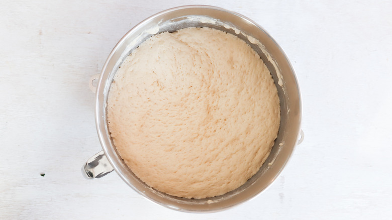 pretzel dough in a bowl