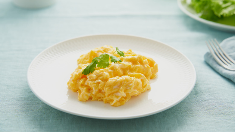 scrambled eggs on plate