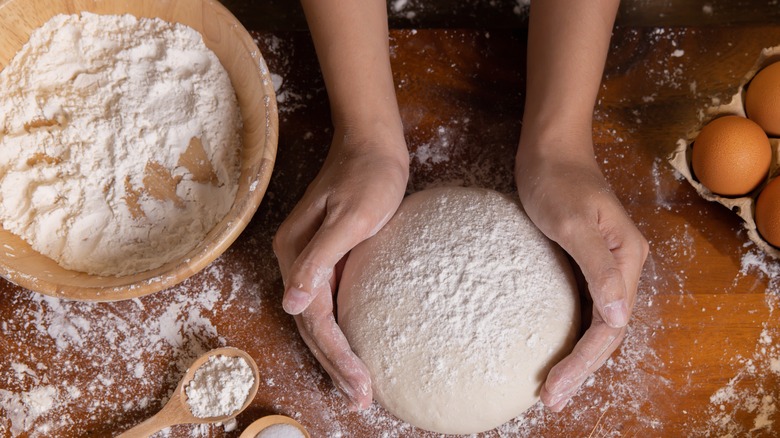 Dough on counter after resting