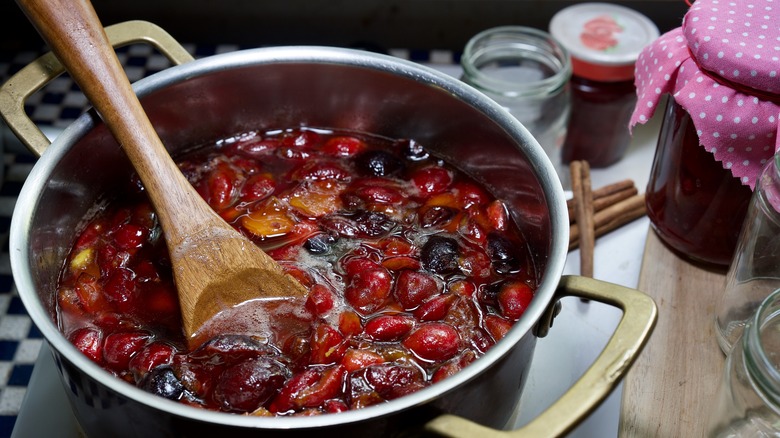 Fruit being made into jam