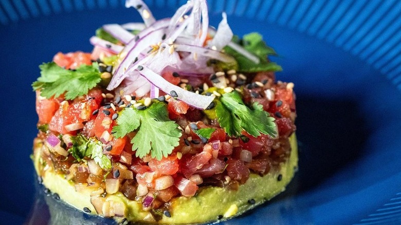 ahi tuna tartare with garnishes