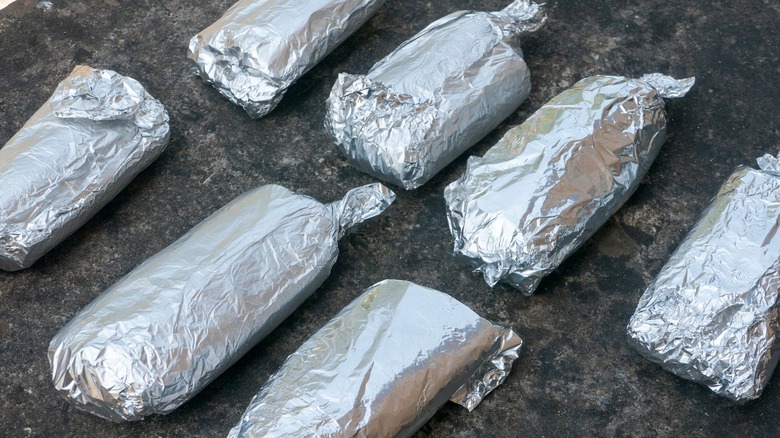 Foil-wrapped sandwiches