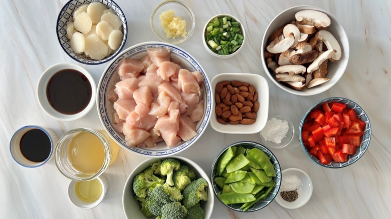 ingredients for chicken almond gai ding