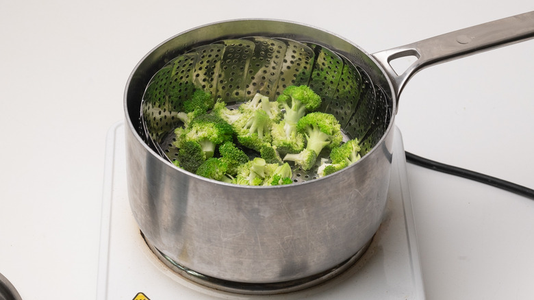 broccoli being steamed