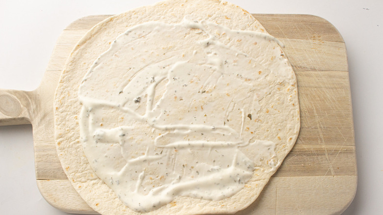 flour tortilla with ranch dressing