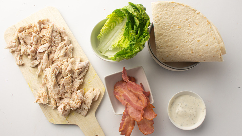 Ingredients for chicken wrap sandwich