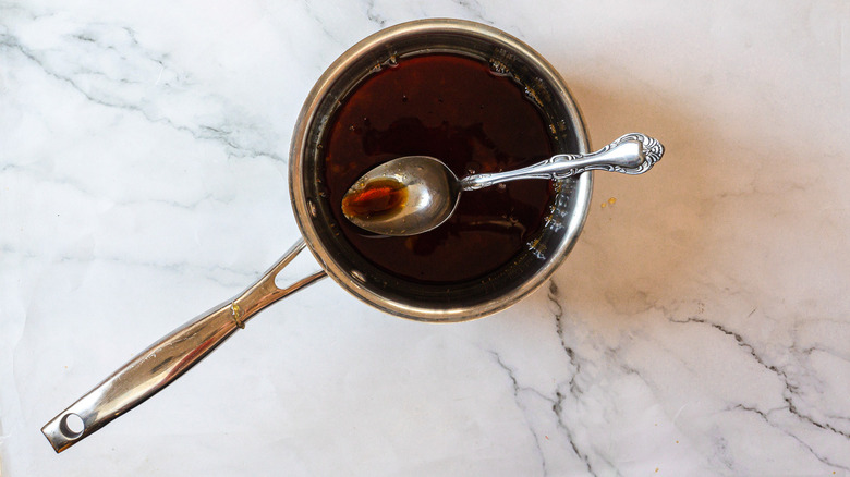 Balsamic reduction in saucepan