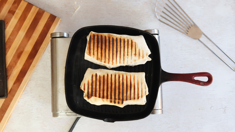 french tacos on a grill pan