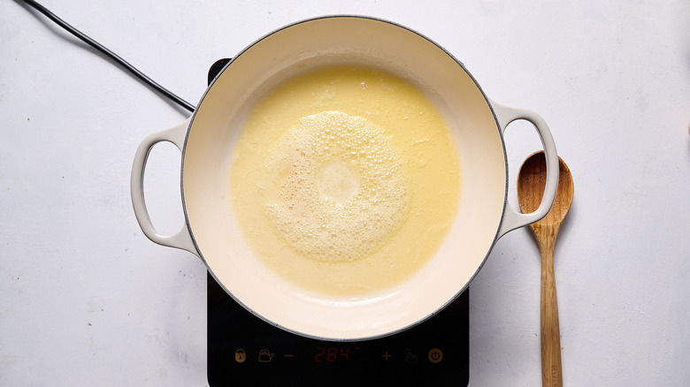 melting butter in skillet