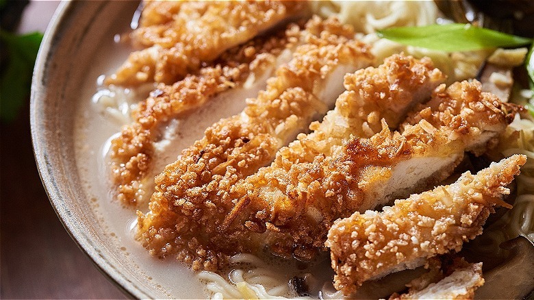 close up of chicken katsu