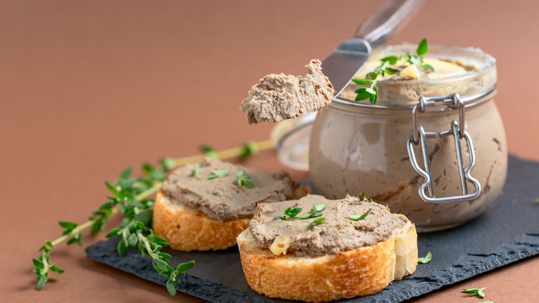 Chicken liver mousse on toast