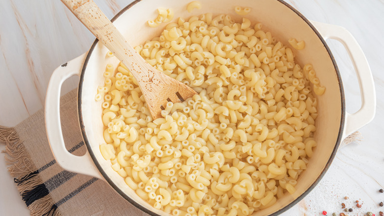 cooked and drained macaroni noodles