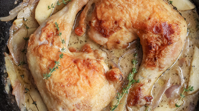 braising chicken Normandy 