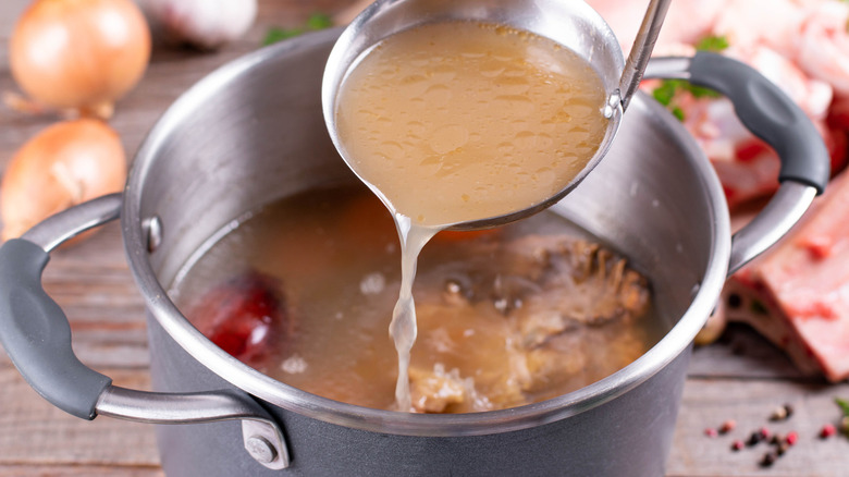 pot of chicken stock