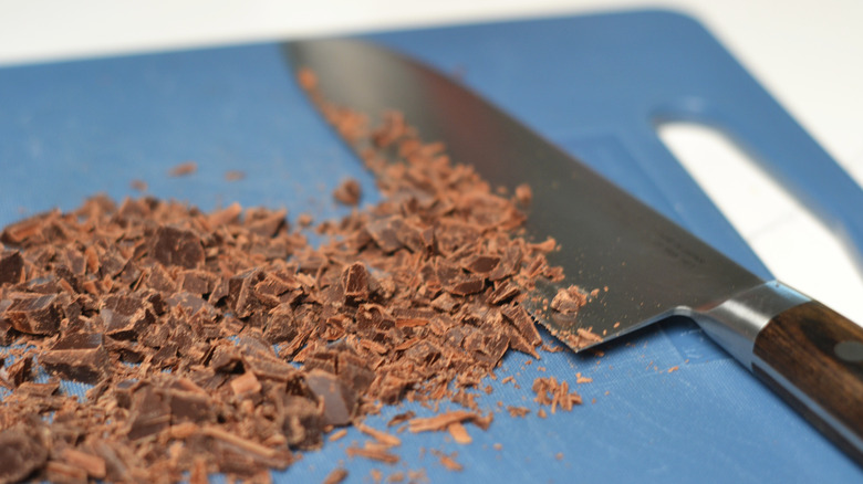 Chopped chocolate for ganache-making