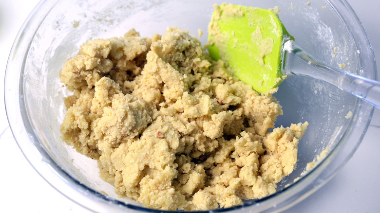 Hazelnut thumbprint cookie dough in bowl