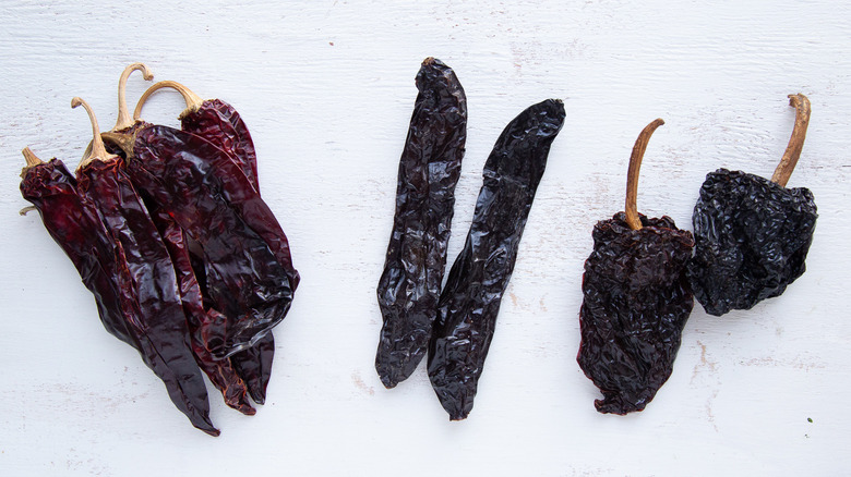 chile peppers on counter 