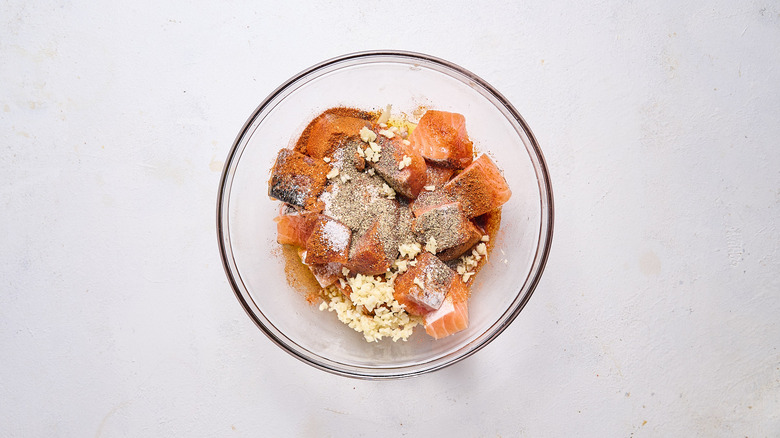 salmon and spices in bowl