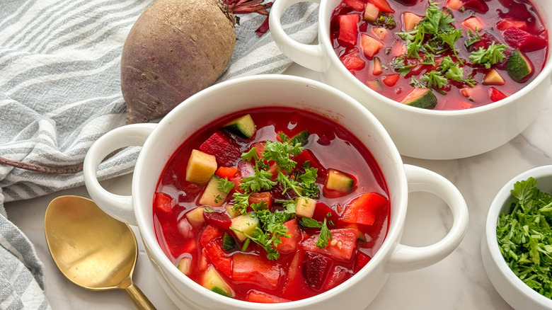 2 bowls of beet soup