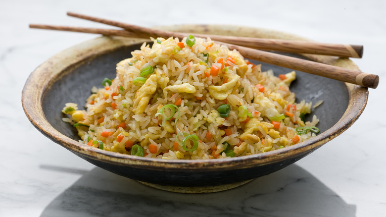 Bowl of homemade Chinese fried rice