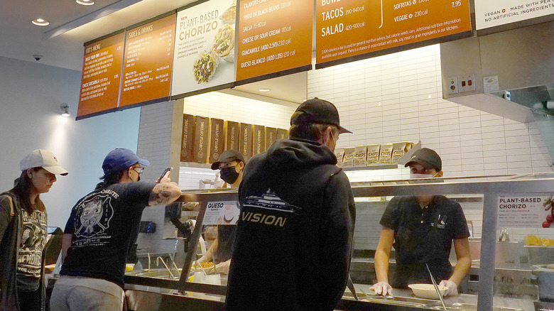 Chipotle counter with menu prices