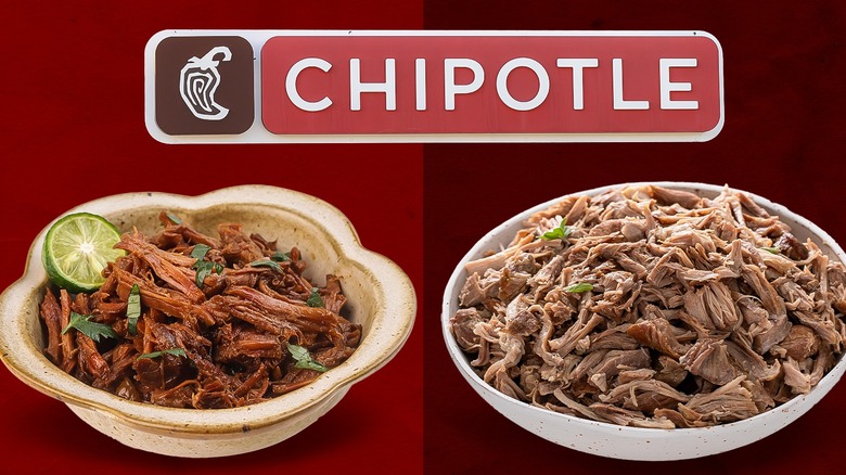 Barbacoa and carnitas bowls under Chipotle sign