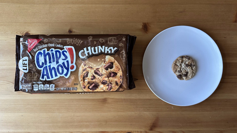 Chunky Chips Ahoy cookies on wooden table