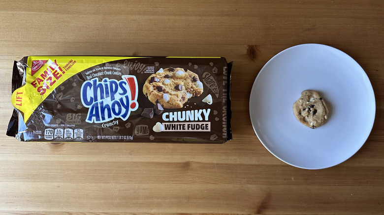 Crunchy Chunky White Fudge Chips Ahoy cookies on wooden table