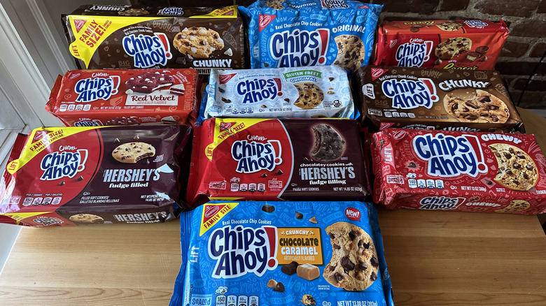 Chips Ahoy cookie packaged on wooden table