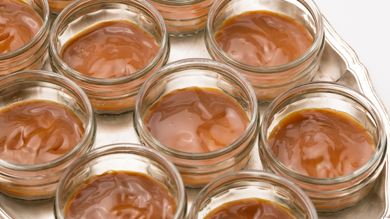 salted caramel sauce in pots