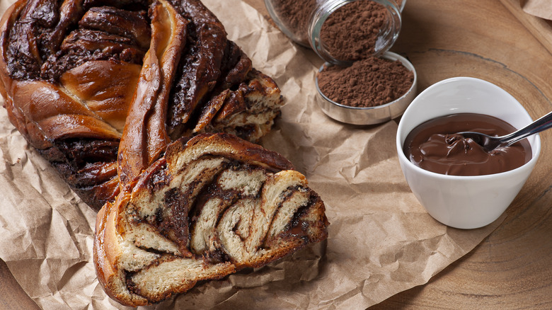 Loaf of chocolate brioche bread