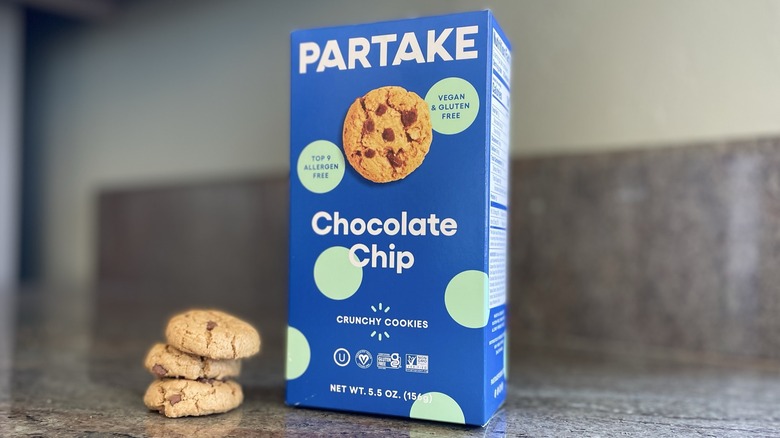 Partake chocolate chip cookie blue box