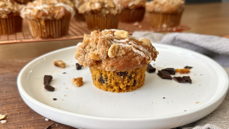 Pumpkin muffin on a plate