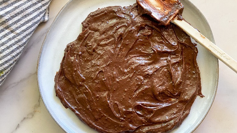 batter spread out on plate