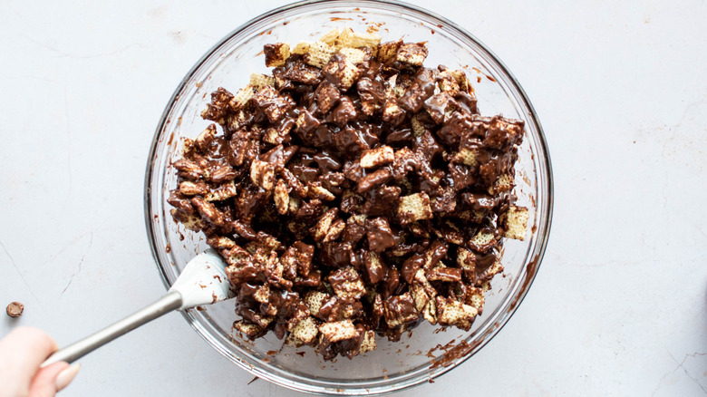 chocolate-caramel coated Chex