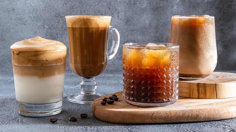 collection of cold coffee drinks