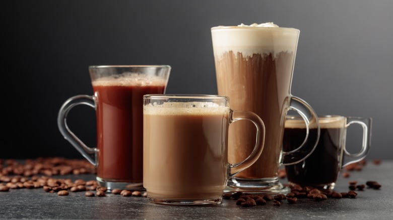 various chocolate coffee drinks