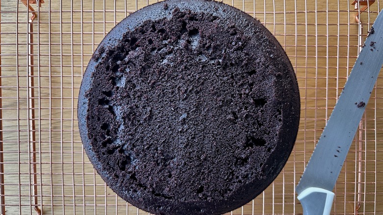 Trimmed chocolate cake