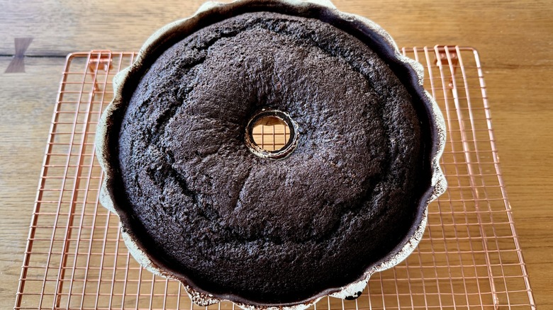 Baked chocolate bundt cake