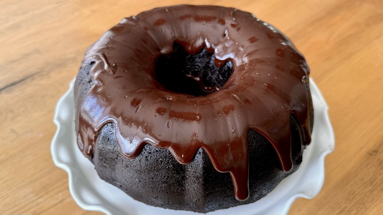 Chocolate bundt with chocolate glaze