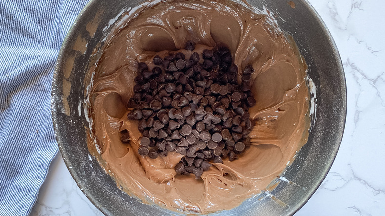 cream cheese mixture with chocolate chips